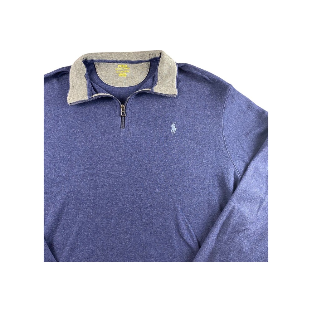 Polo Ralph Lauren Mens Blue Quarter Zip Pullover Sweatshirt XL